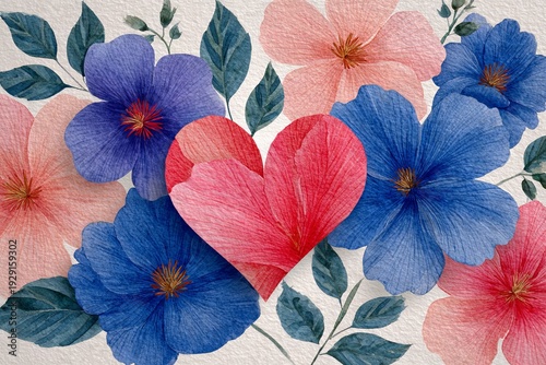 A love‑themed illustration featuring a heart border, framed background, rendered in watercolor style