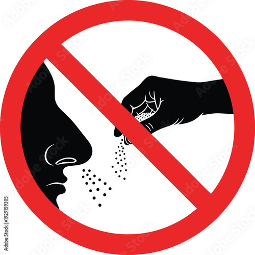 No snorting prohibition sign warning danger