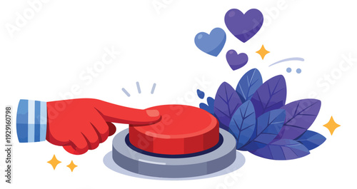 Modern illustration of a hand pressing a button depicting engagement for social media marketing