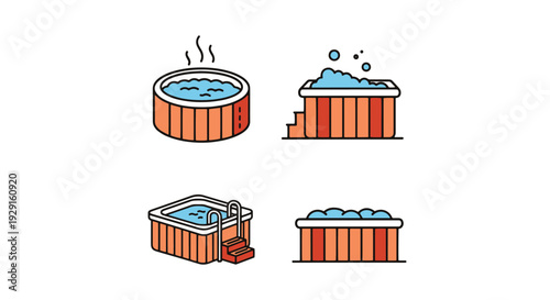 Hot Tub Line art soft elegant tone illustration