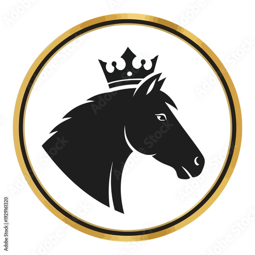 Elegant horse head with crown logo design