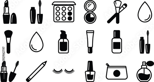 A collection of popular beauty and cosmetic product icons used for makeup and personal care routines