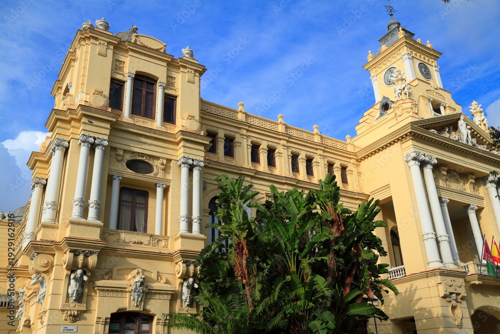 Fototapeta premium Grand Historic City Hall Building in Malaga, Spain,