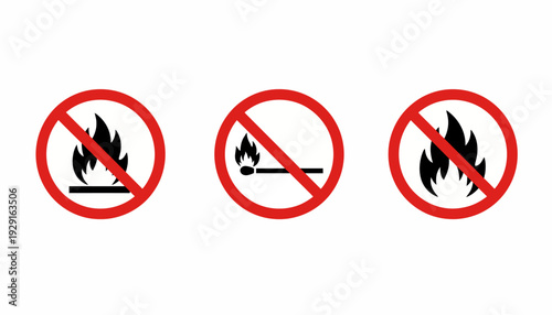 No Smoking Signs Prohibiting Fires and Cigarettes in Public Places Outdoors