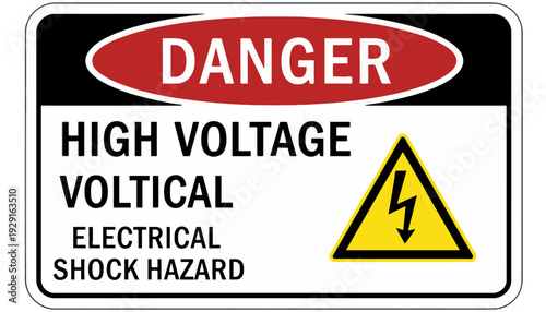 A warning sign indicates electrical shock hazard with high voltage caution.