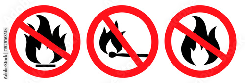 No Smoking Signs Prohibiting Fire and Flames in Public Areas