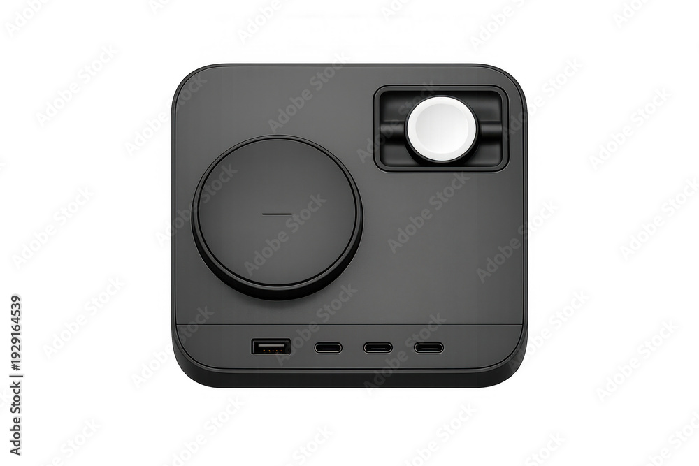 Obraz premium Modern minimalist electronic device with dials and ports for audio equipment design