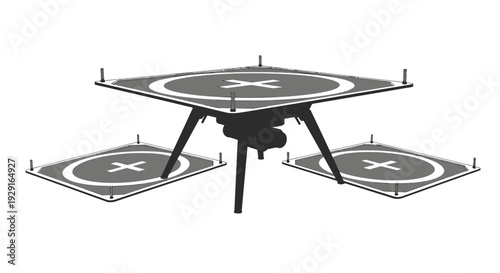 Drone with landing pads in a modern technological concept