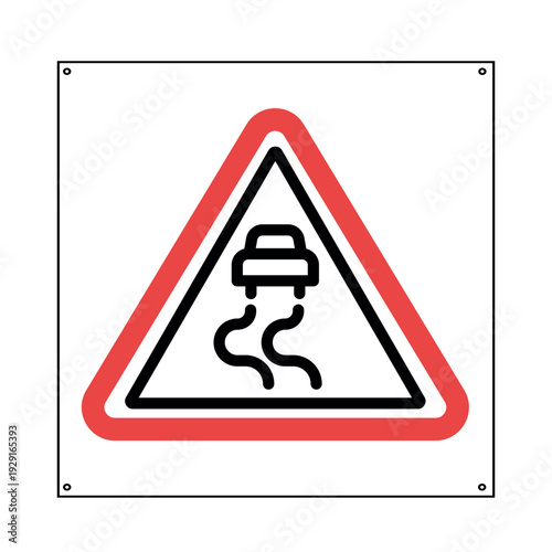 Traffic Accident Warning Sign Icon with Car Collision Symbol. Traffic signs, pothole. Vector illustration.