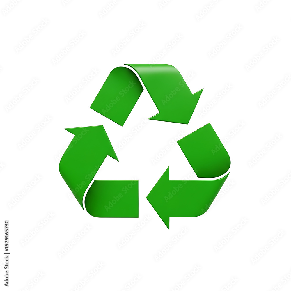 Obraz premium A green recycling symbol on a black background with a transparent background