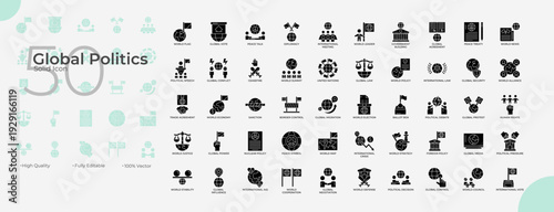 Global Politics Solid Editable Icons set