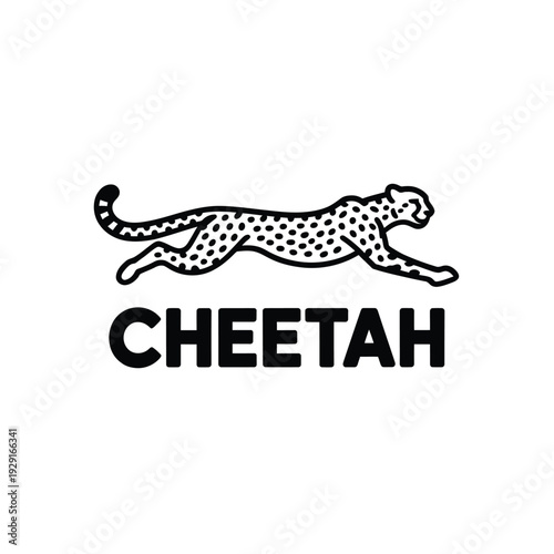 A stylized cheetah illustration with the word cheetah underneath