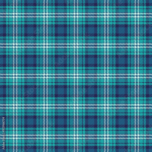 Warmth pattern check tartan, throw seamless vector textile. Girly fabric texture background plaid in cyan and tyrolite blue green colors.
