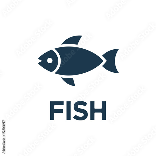 Simple blue fish icon with the word fish underneath it