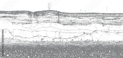 Cross section of earth layers showing soil strata and a lone tree on the surface