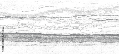 Detailed cross section of geological strata showing layers of rock and sediment with varied textures and patterns 1