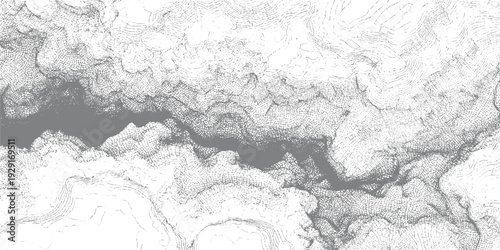 Topographic contour lines depicting a river valley with shaded relief and detailed terrain topography