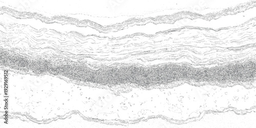 Abstract grayscale textured pattern resembling geological strata or layered rock formations with subtle circular details