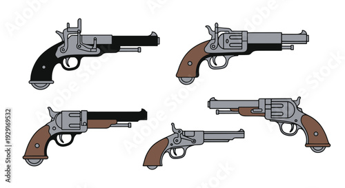 Historic Pistol Line modern abstract minimal vector