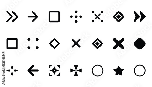 Flèche and Arrow Bullet List Icons for PowerPoint Presentations, Featuring Stylish Vector Arrow Designs for Infographics and Slides.