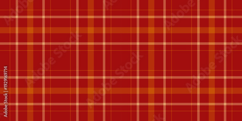 Menswear plaid background tartan, deep vector fabric seamless. Crease pattern texture check textile in red and orange colors.