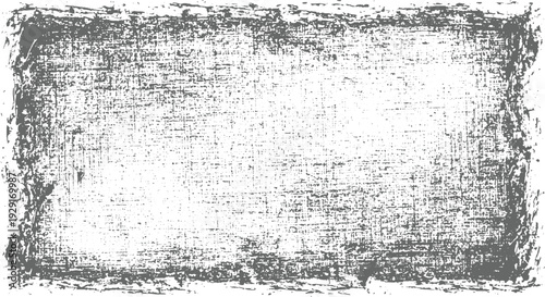 Grungy distressed grey textured rectangle with rough uneven edges grunge white