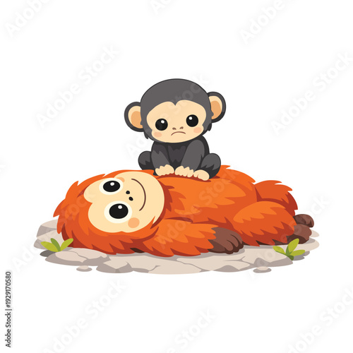 Punch the Monkey Viral Punch Baby Monkey vector illustration PNG, Emotional Plush Toy Monkey Design, Lonely Baby Monkey, Kawaii Punch Monkey svg, Viral Baby Monkey Illustration, Emotional Monkey Png.