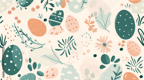 Abstract watercolor style Easter eggs flowers and leaves scattered seamless pattern for spring kids textile print gift wrapping and holiday party decor background

