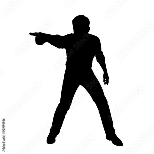 angry person silhouette pointing finger shut up gesture tense and rage , PNG-Generative AI