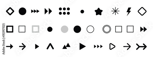 Flèche and Arrow Bullet List Icon Set, Vector Arrow Designs