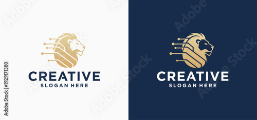 Lion Head Logo, Vector Symbol of Firm Strength