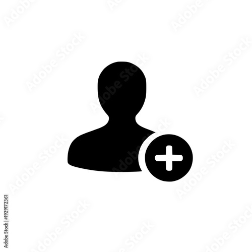 User Add Icon Vector – Add Account Plus Symbol Minimal Flat Black UI