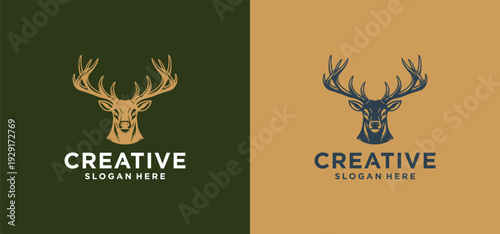 Deer Head Logo, Elegant dear Vector Emblem