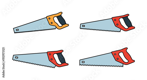 Hand Saw Line art creative color composition illustration