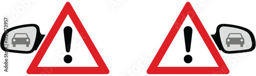 Blind Spot Warning Traffic Sign Icon Set Road Safety Alert Vector Illustration Collection