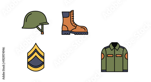 Military Uniform soft tone color illustration