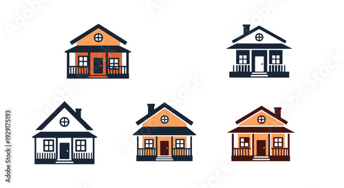 House with Porch modern color illustration design