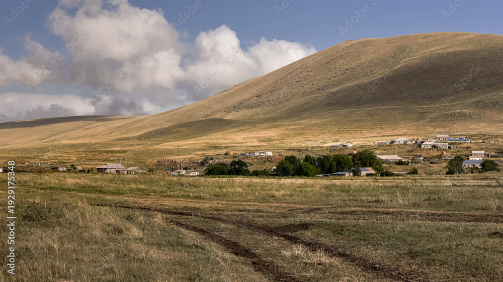 Obraz premium Village in Georgia. Beautiful nature scenic of small town in Akhalkalaki.