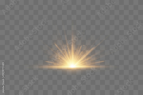 Glittering yellow particles drift around a bright white flare. Radiant streaks expand outward smoothly. Ideal for magical, celebratory, or festival graphics.