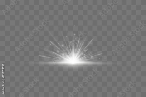 Radiant beams shimmer across a glowing white sphere, scattering light softly in every direction. Golden spark particles float gently in the air. Perfect for magical or celestial designs.