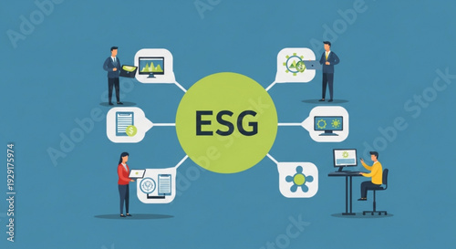 Esg concept with people working on sustainable business strategies and environmental social governance