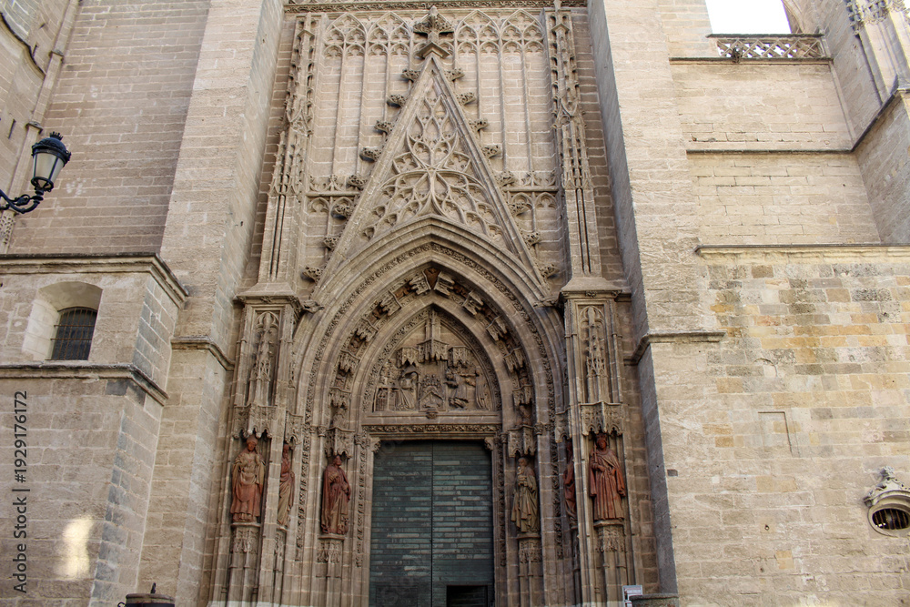Obraz premium Seville Cathedral Puerta de Asuncion August 2024 Entrance gate
