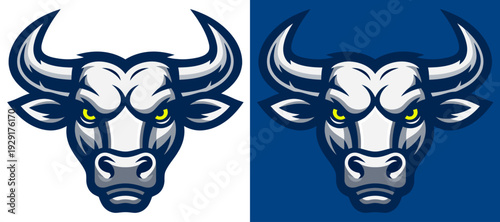 Majestic Bull Graphic: A striking and detailed bull head graphic, rendered in two distinct color schemes, symbolizes strength, resilience, and determination.