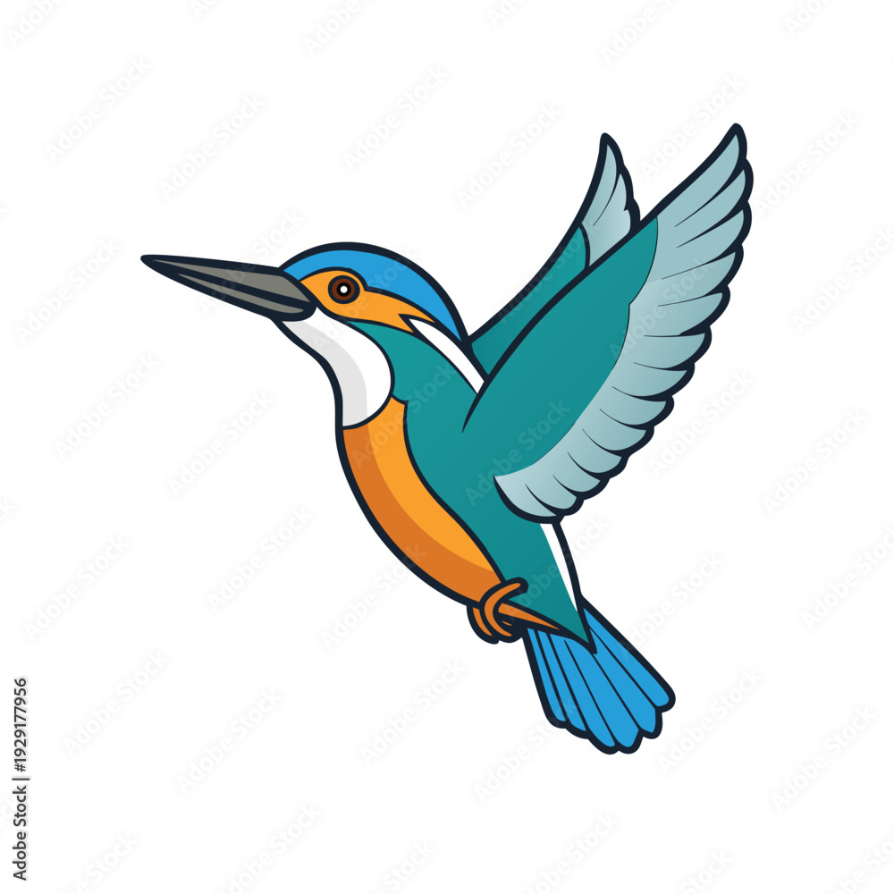 Fototapeta premium Blue heron cartoon vector illustration flying in nature with feathers and wings