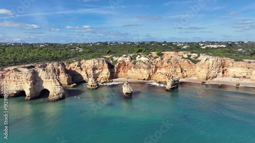 European coastal cliffs and beach in the Algarve
