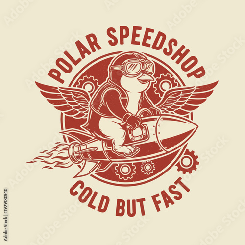 Penguin Riding a Futuristic Jet Bike.