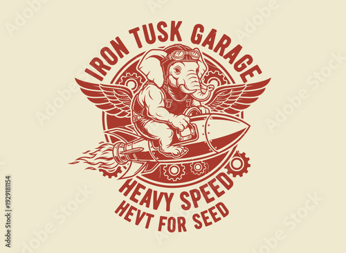 Vintage Style Illustration of Angel Riding Motorcycle.