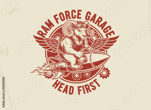 Vintage Style Illustration of Ganesha Riding Motorcycle.