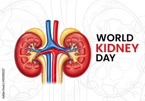 Illustration of human kidneys for world kidney day awareness