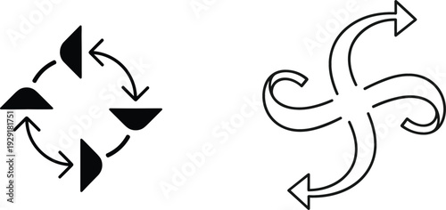 Circular Arrow Icons Set Rotation and Refresh Symbols Isolated on White Background Vector Illustration